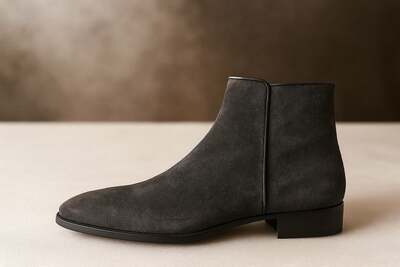 Men's Charcoal Suede Zipper Handmade Boot