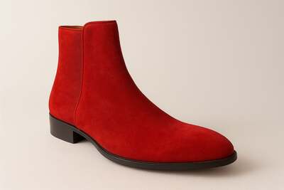 Men's Maroon Red Suede Zipper Handmade Boot Christmas Sale Boot