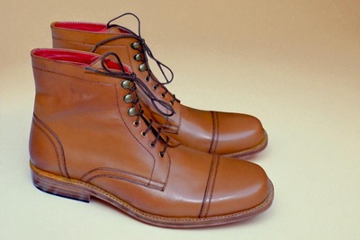 Crafted Leather Classic Brown Leather Ankle High Lace up Dress Boot