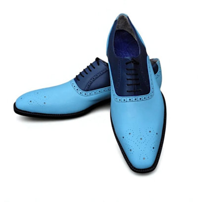 Crafted Leather Classic Blue Leather Oxford Dress Shoes