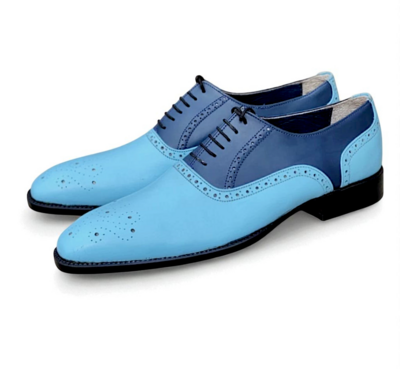 Crafted Leather Classic Blue Leather Oxford Dress Shoes