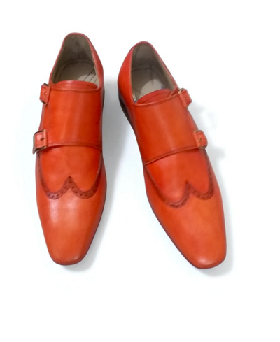 Crafted Leather Classic Orange Leather Wingtip Dress Shoes