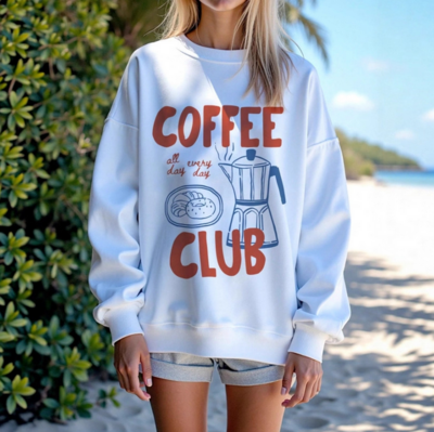 COFFEE CLUB CROISSANT BREAD PRINTED SWEATSHIRT