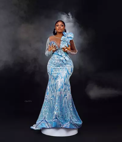 Aso Ebi Sky Blue Mermaid Prom Dress Sequined Lace Crystals Evening Formal Party Second Reception Birthday Engagement Gowns Dresses