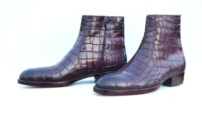 Crafted Leather Handmade Classic Purple Patina Leather Jodhpur Boot
