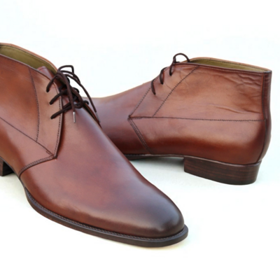 Crafted leather handmade men brown leather dress chukka boot - Thumbnail 2