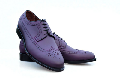 Crafted Leather Classic Purple Leather Wingtip Oxford Dress Shoes