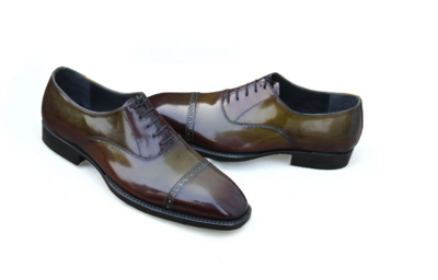 Crafted Leather Handmade Green Leather Dress Lace up Oxford Men's Shoes