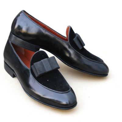 Crafted leather classic men black calf suede leather moccasin loafers dress shoes - Thumbnail 1