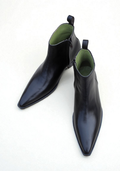 Crafted Leather Classic Men Dress Shoes Black Leather Side Zipper Pointed Toe Jodhpur Boot