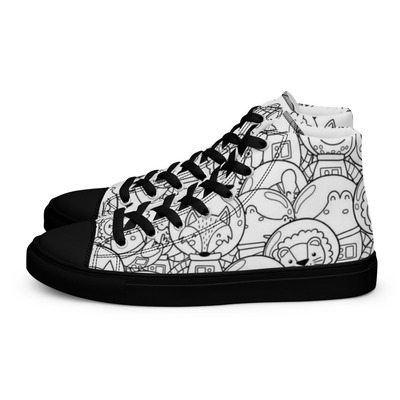 Space friends Mens high top canvas shoes