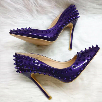 12cm rivet high heel women's fashion shoes stiletto heels 4 colors