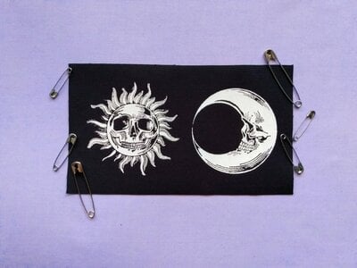 Sun & Moon Skulls Steampunk Goth Sew-on Patch Sets