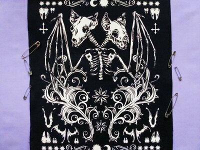 Siamese Bats Skeleton Goth Punk Sew-on Patches