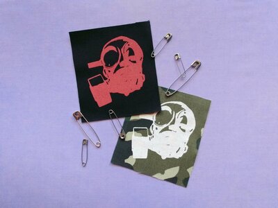 Gas Mask Cyberpunk Sew-on Patches (Red & Camouflage version)