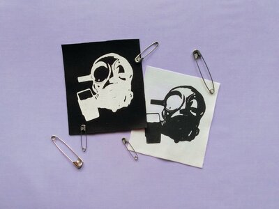Gas Mask Cyberpunk Sew-on Patches (Black & White version)