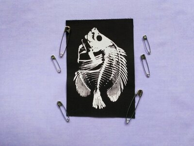 Fish Skeleton Horror Punk Sew-on Patches