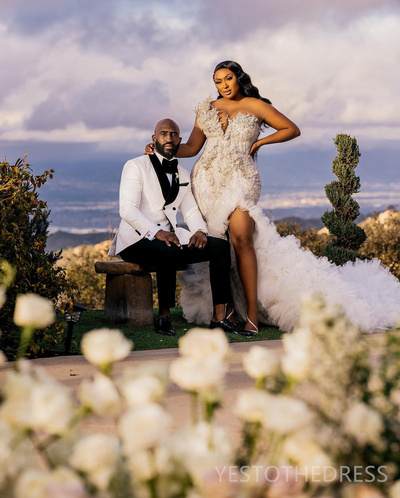 Plus Size Mermaid Wedding Dress Bridal Gowns for Bride Illusion Sheer Neck Bead Pearls Wedding Gown