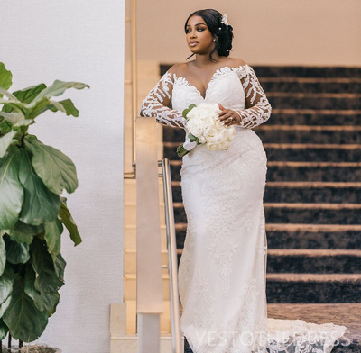 Plus Size Wedding Dresses Bridal Gowns Mermaid Wedding Gowns Detachable Train