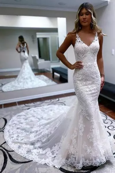 Sexy Backless Mermaid Lace Wedding Dresses