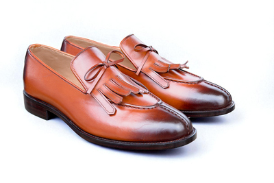 Crafted Leather Handmade Men Classic Brown Fringes Tassel Loafers Dress Shoes