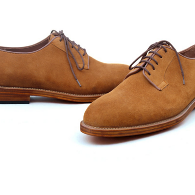 Crafted leather handmade men brown suede leather oxford lace up dress shoes - Thumbnail 1