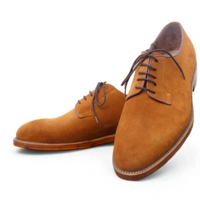 Crafted Leather Handmade Men Brown Suede Leather Oxford Lace up Dress Shoes - Thumbnail 1
