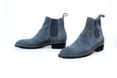 Crafted Leather Classic Gray Suede Leather Chelsea Boot