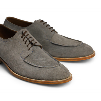 Crafted leather classic gray suede leather split toe oxford lace up dress shoes - Thumbnail 1