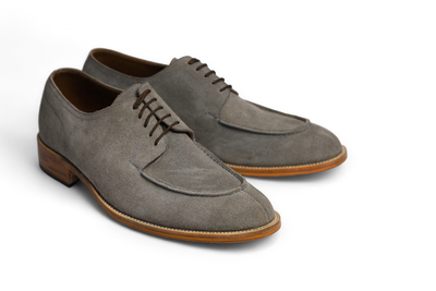 Crafted Leather Classic Gray Suede Leather Split Toe Oxford Lace up Dress Shoes