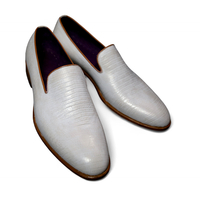 Crafted Leather Classic White Crocodile Moccasin Loafer Dress Shoes - Thumbnail 1