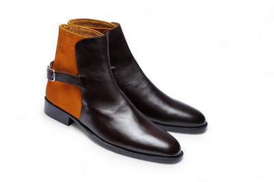 Crafted Leather Classic Dark Brown Suede Leather Buckle Strap Jodhpur Boot