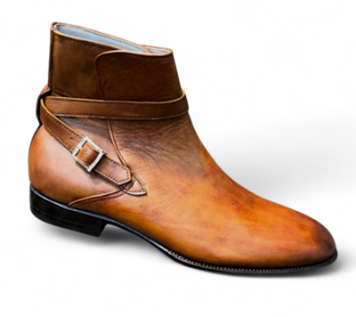 Crafted Leather Classic Brown Leather Buckle Strap Jodhpur Boot