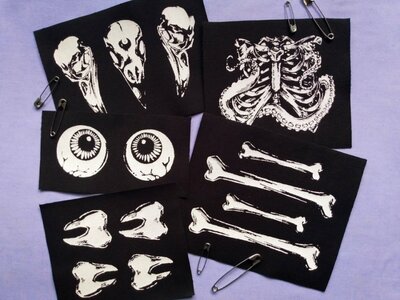 Anatomy & Bones Goth Punk Sew-on Patch Sets Collections