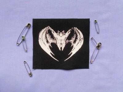 Heart shaped Bat Goth Punk Sew-on Patches