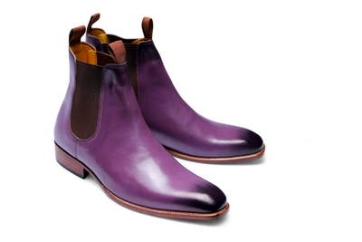 Crafted Leather Classic Purple Leather Men Chelsea Boot