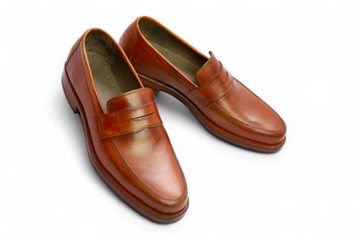 Crafted Leather Classic Brown Leather Moccasin Loafer Dress Shoes