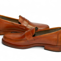 Crafted Leather Classic Brown Leather Moccasin Loafer Dress Shoes - Thumbnail 2