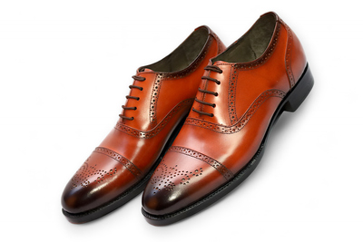 Crafted Leather Handmade Men Brown Leather Oxford Lace up Dress Shoes