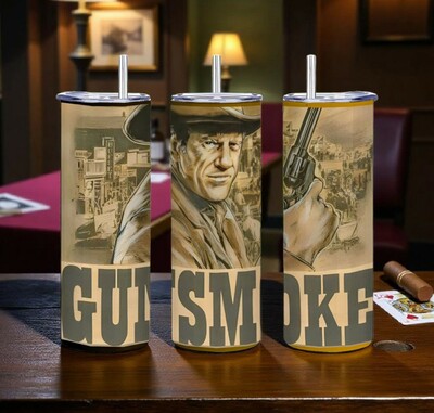 Gunsmoke TV Show Tumbler, Marshal Matt Dillon 20oz Skinny Tumbler, Classic Western Merchandise, James Arness | Free Ship