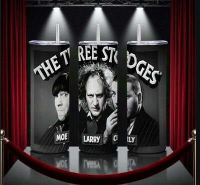 The Three Stooges Tumbler, Moe Larry Curly 20oz Skinny Tumbler, Classic Comedy Merchandise, Nyuk Nyuk Nyuk!