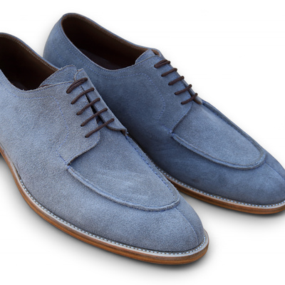 Crafted leather handmade men gray suede leather oxford lace up dress shoes - Thumbnail 1