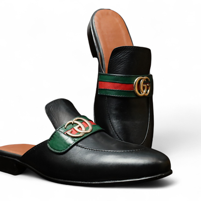 Crafted leather handmade classic black moccasin shoes formal leather horsebit mules  - Thumbnail 1