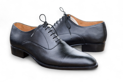Crafted Leather Handcrafted Black Calf Leather Dress Lace up Formal Office Shoes