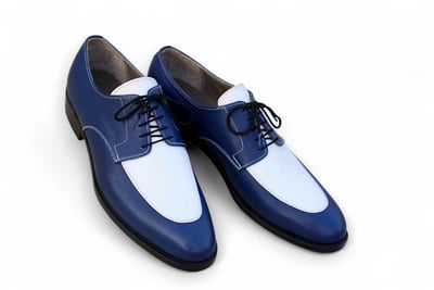 Crafted Leather Classic Blue White Leather Dress Shoes