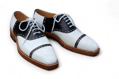 Crafted Leather Classic Black White Crocodile/Alligator Leather Dress Lace up Oxford Shoes