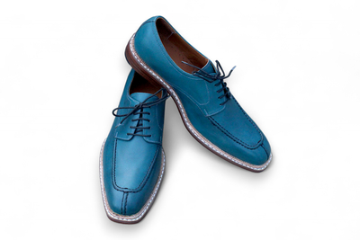 Crafted Leather Blue Leather Oxford Lace up Dress Shoes