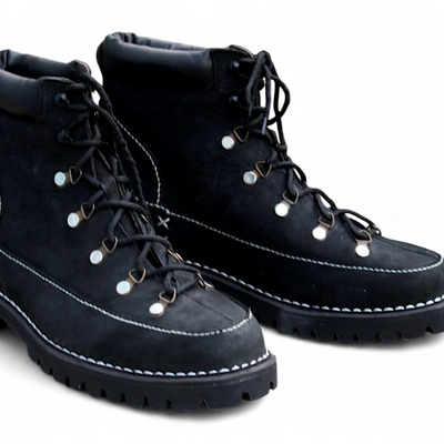 Crafted leather bespoke dress shoes black leather vibram sole combat ankle high military boot - Thumbnail 2