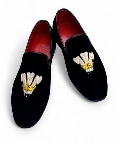 Crafted Leather Classic Black Velvet Moccasin Loafers Dress Shoes