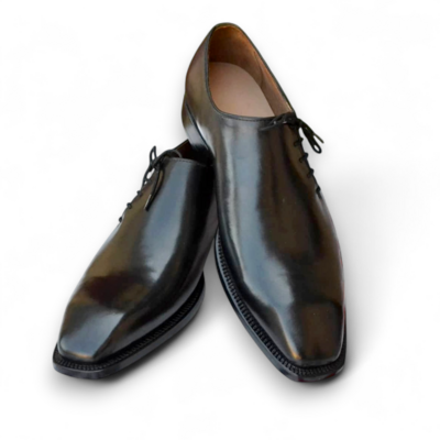 Crafted Leather Men Black Classic Side Laces Oxford Dress Shoes